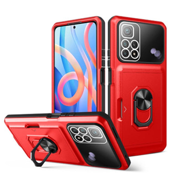 For Xiaomi Redmi Note 11 Pro Card Ring Holder PC + TPU Phone Case
