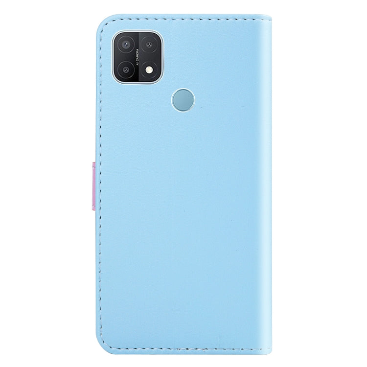 For OPPO A15 Tricolor Stitching Horizontal Flip Leather Phone Case