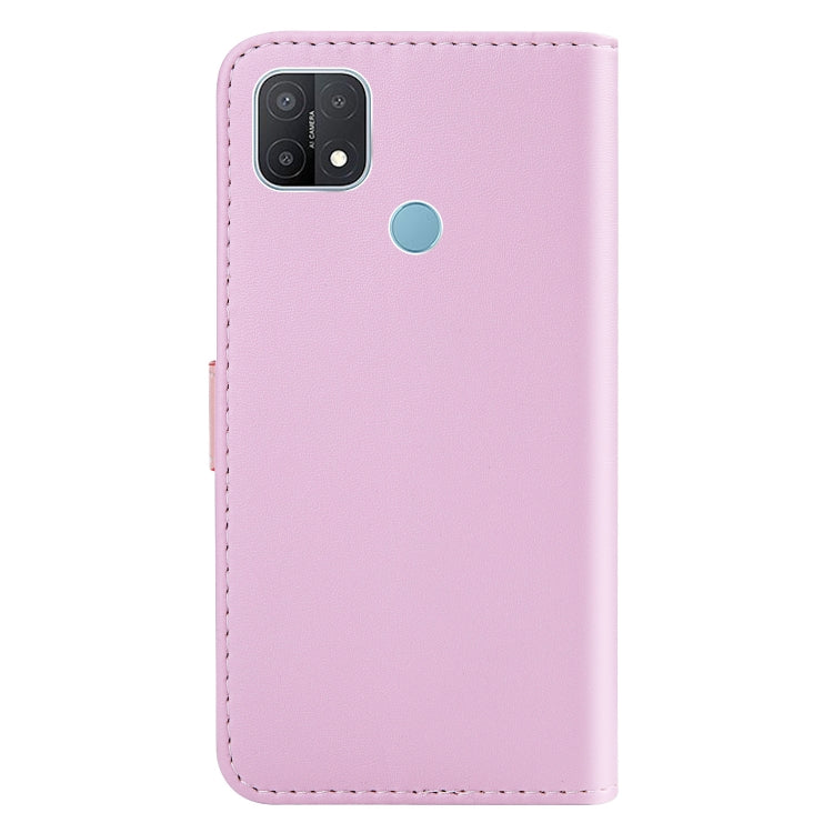 For OPPO A15 Tricolor Stitching Horizontal Flip Leather Phone Case