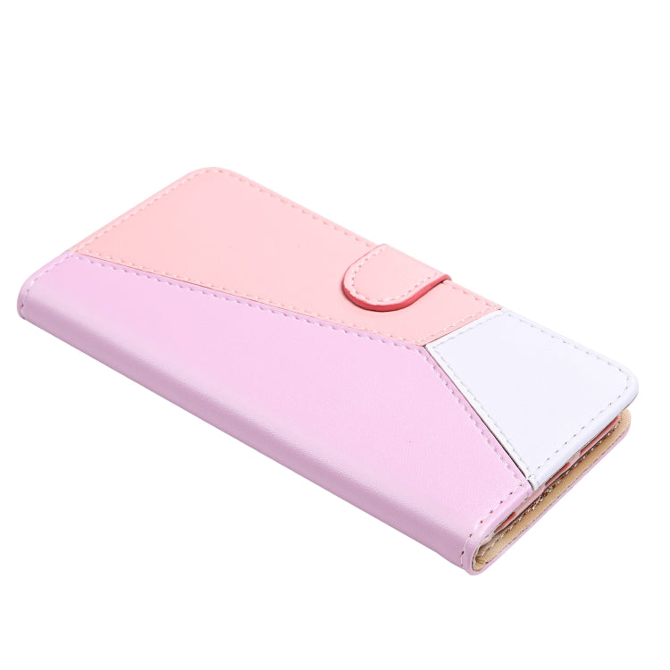 For OPPO A15 Tricolor Stitching Horizontal Flip Leather Phone Case