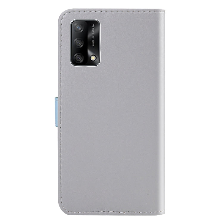 For OPPO A74 4G / F19 4G Tricolor Stitching Horizontal Flip Leather Phone Case