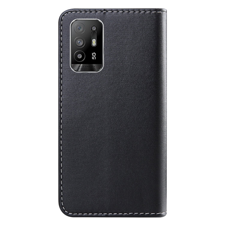For OPPO A94 5G / F19 Pro+ 5G / Reno5 Z 5G Tricolor Stitching Horizontal Flip Leather Phone Case