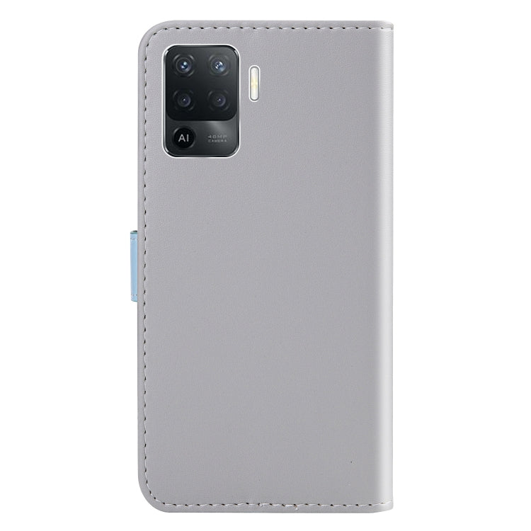 For OPPO A94 / Reno5 F / F19 Pro Tricolor Stitching Horizontal Flip Leather Phone Case
