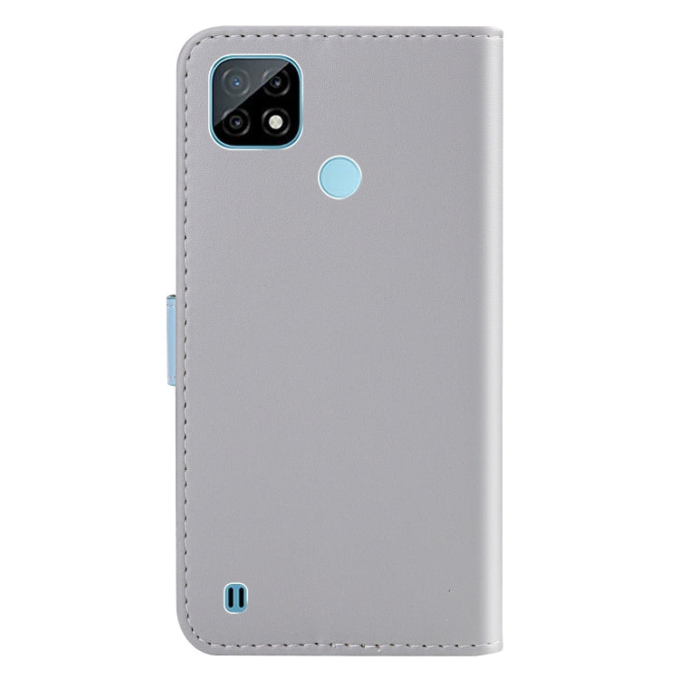 For Realme C21 / C20 Tricolor Stitching Horizontal Flip Leather Phone Case
