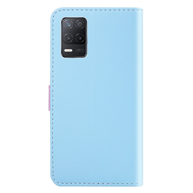 For Realme 8 5G / V13 Tricolor Stitching Horizontal Flip Leather Phone Case