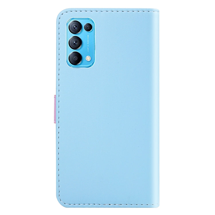 For OPPO Reno5 5G Tricolor Stitching Horizontal Flip Leather Phone Case