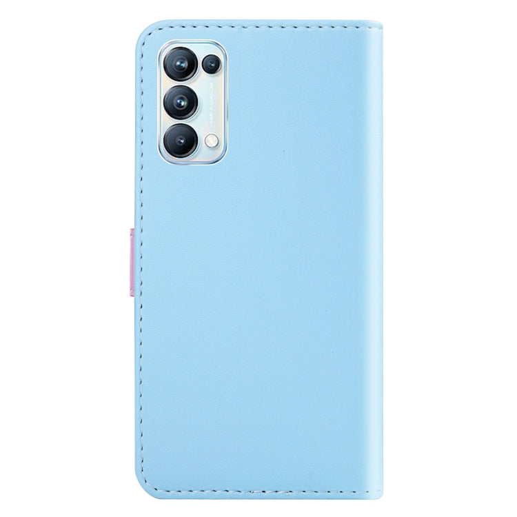 For OPPO Reno5 Pro 5G Tricolor Stitching Horizontal Flip Leather Phone Case