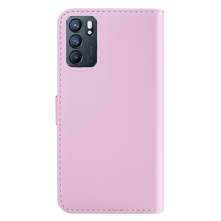 For OPPO Reno6 5G Tricolor Stitching Horizontal Flip Leather Phone Case