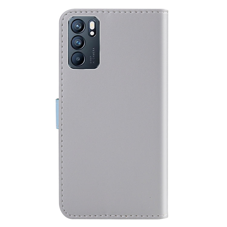For OPPO Reno6 5G Tricolor Stitching Horizontal Flip Leather Phone Case
