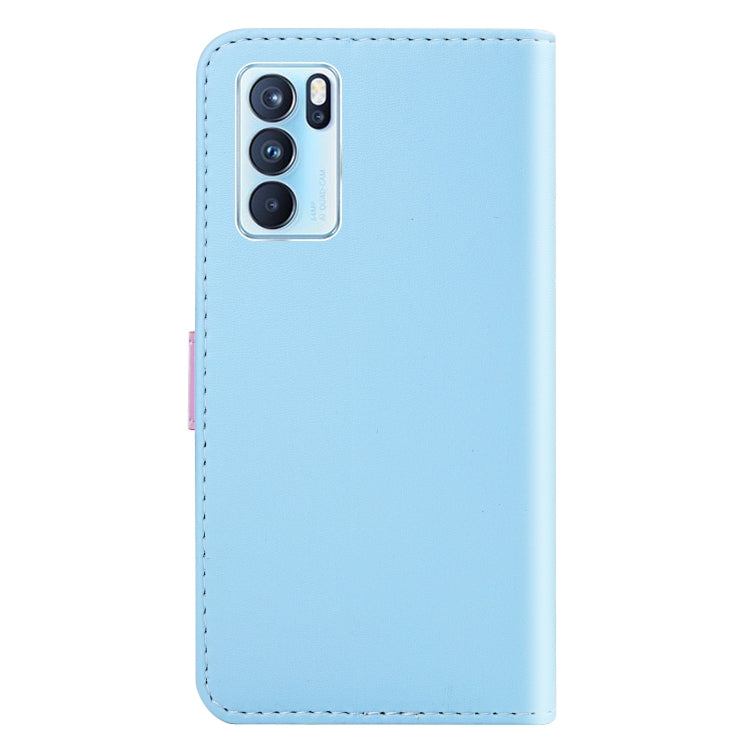 For OPPO Reno6 Pro 5G Tricolor Stitching Horizontal Flip Leather Phone Case