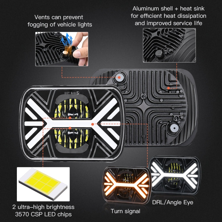 7 inch Square Car Two-color Headlights 9-30V 36W / 22W 4000LM 6000K / 3000K