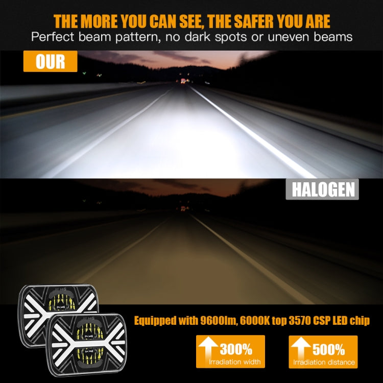 7 inch Square Car Two-color Headlights 9-30V 36W / 22W 4000LM 6000K / 3000K