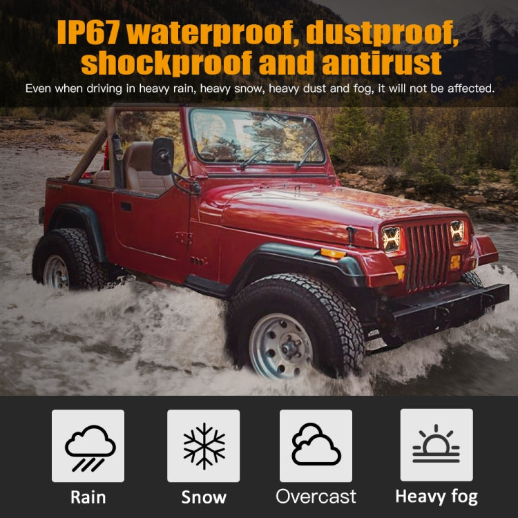 7 inch Square Car Two-color Headlights 9-30V 36W / 22W 4000LM 6000K / 3000K