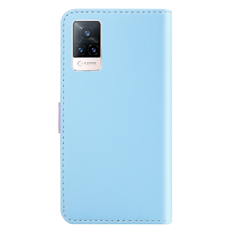 For vivo V21e 5G Tricolor Stitching Horizontal Flip Leather Phone Case