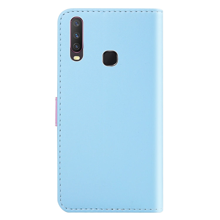 For vivo Y11 / Y15 / Y12 / Y17 Tricolor Stitching Horizontal Flip Leather Phone Case