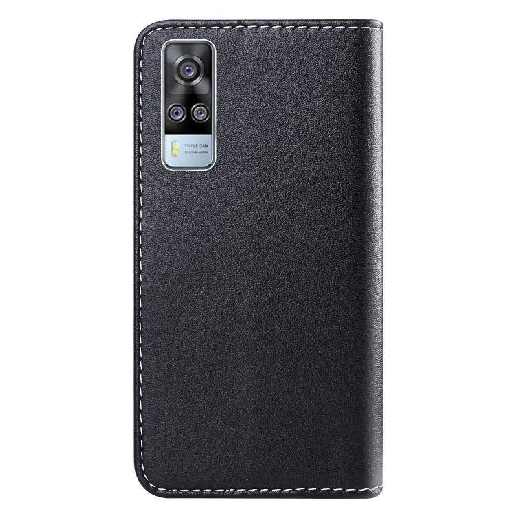 For vivo Y20 Tricolor Stitching Horizontal Flip Leather Phone Case