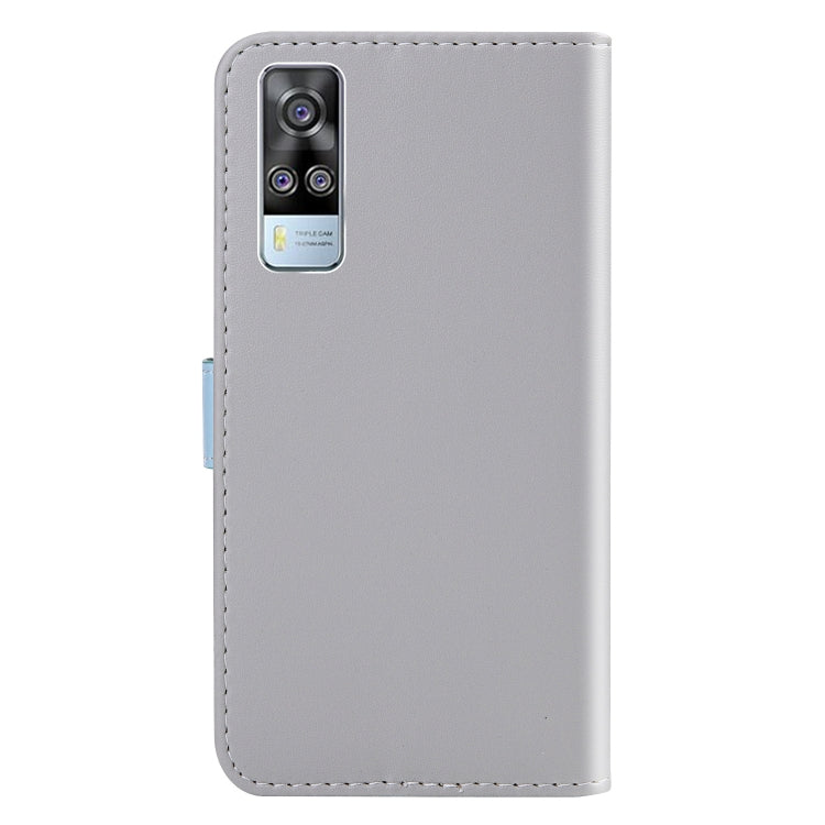 For vivo Y20 Tricolor Stitching Horizontal Flip Leather Phone Case