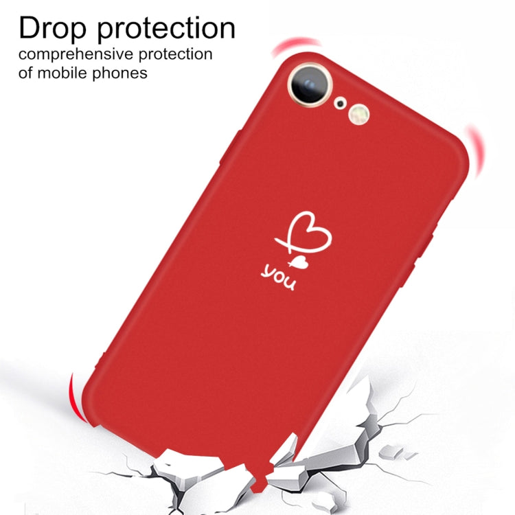 For iPhone SE 2022 / SE 2020 / 8 / 7 Love-heart Letter Pattern Colorful Frosted TPU Phone Protective Case