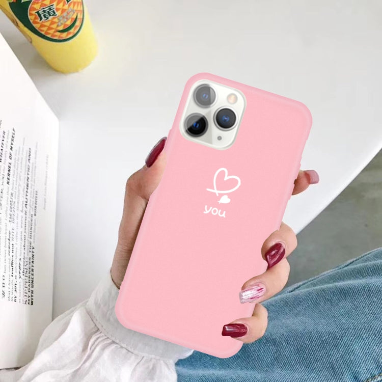 For iPhone 11 Pro Love-heart Letter Pattern Colorful Frosted TPU Phone Protective Case
