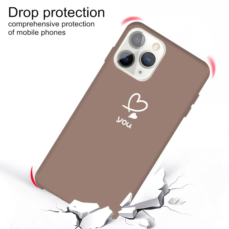 For iPhone 11 Pro Max Love-heart Letter Pattern Colorful Frosted TPU Phone Protective Case