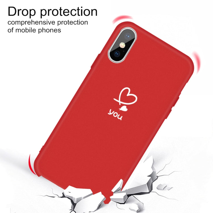 For iPhone X / XS Love-heart Letter Pattern Colorful Frosted TPU Phone Protective Case