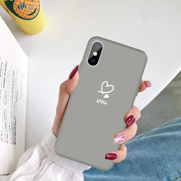 For iPhone X / XS Love-heart Letter Pattern Colorful Frosted TPU Phone Protective Case