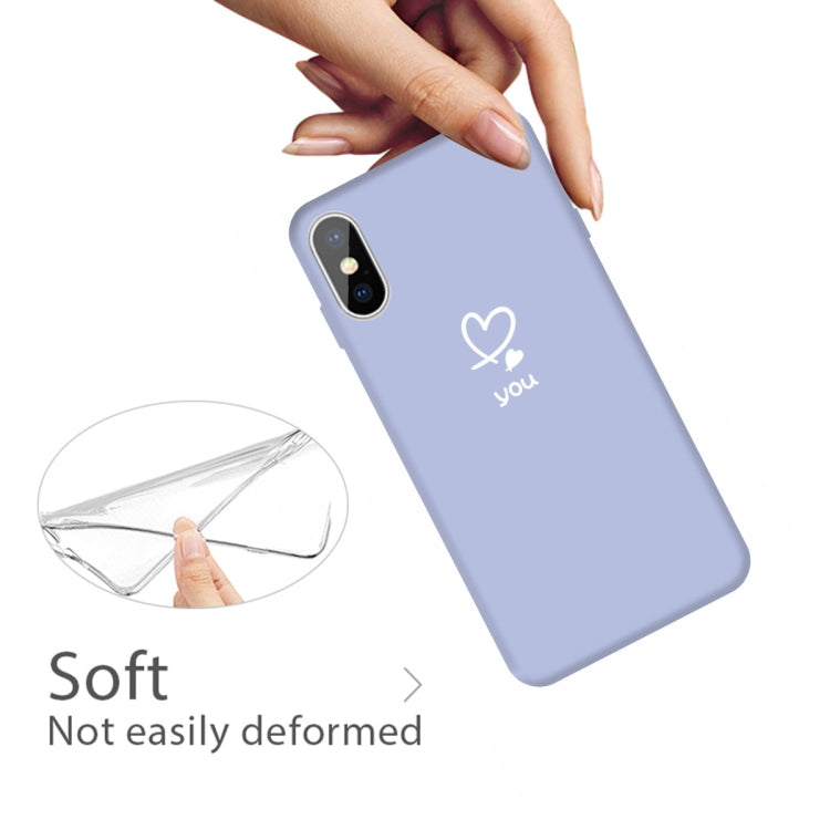 For iPhone X / XS Love-heart Letter Pattern Colorful Frosted TPU Phone Protective Case