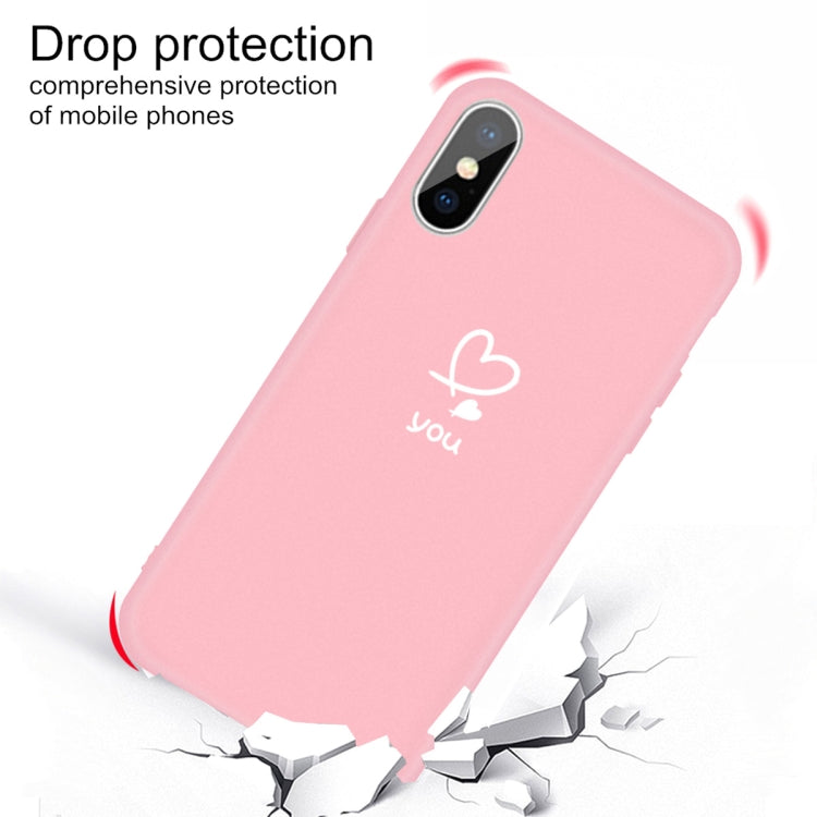 For iPhone XS Max Love-heart Letter Pattern Colorful Frosted TPU Phone Protective Case