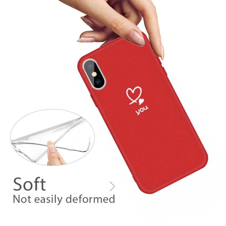 For iPhone XS Max Love-heart Letter Pattern Colorful Frosted TPU Phone Protective Case