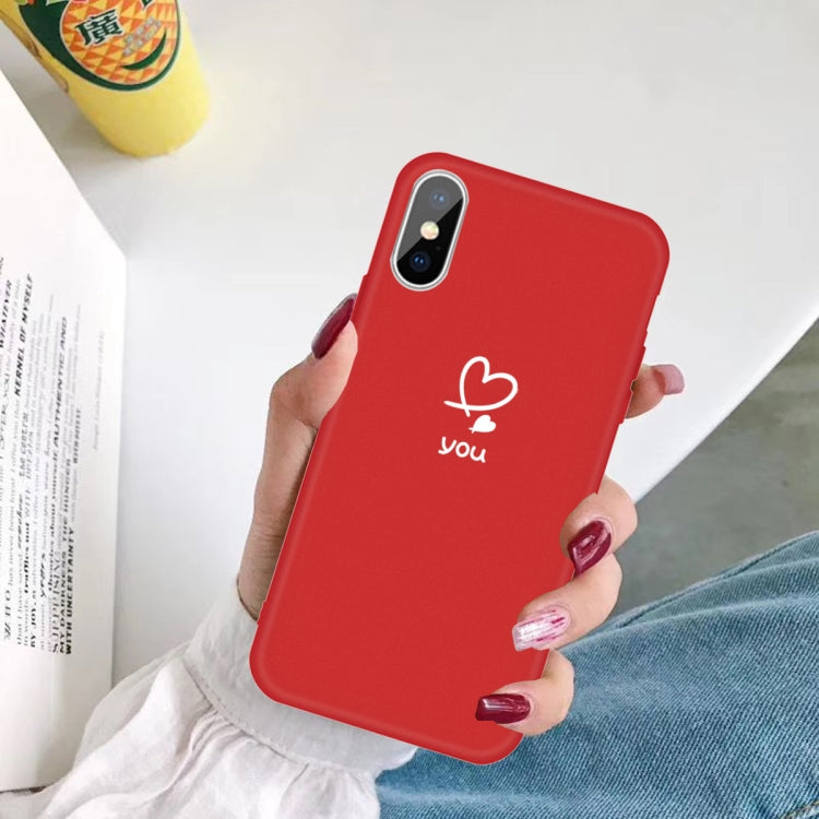 For iPhone XS Max Love-heart Letter Pattern Colorful Frosted TPU Phone Protective Case