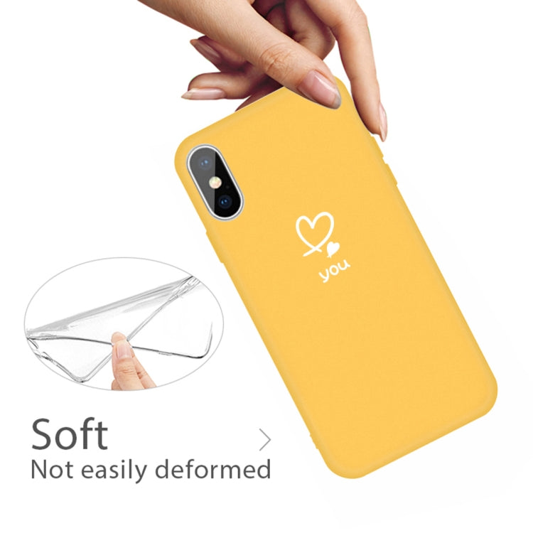 For iPhone XS Max Love-heart Letter Pattern Colorful Frosted TPU Phone Protective Case