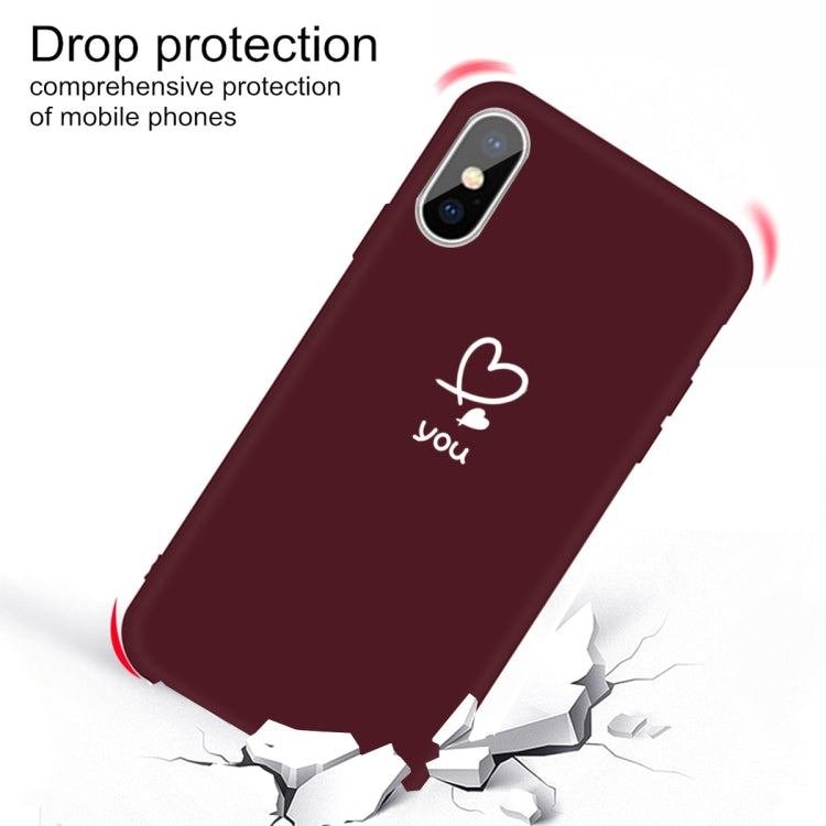 For iPhone XS Max Love-heart Letter Pattern Colorful Frosted TPU Phone Protective Case