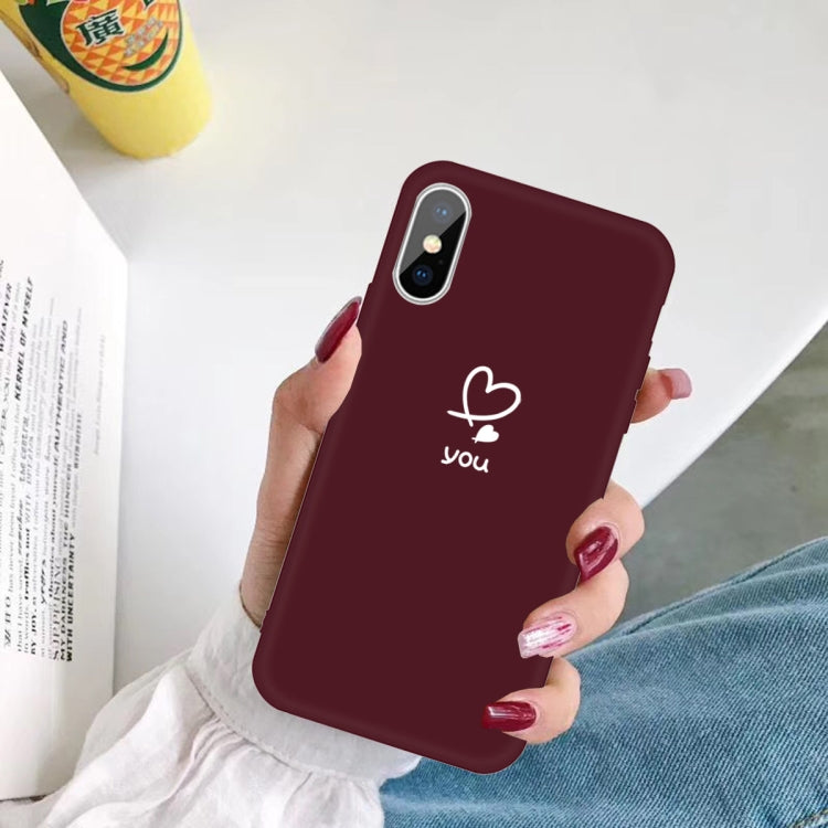 For iPhone XS Max Love-heart Letter Pattern Colorful Frosted TPU Phone Protective Case