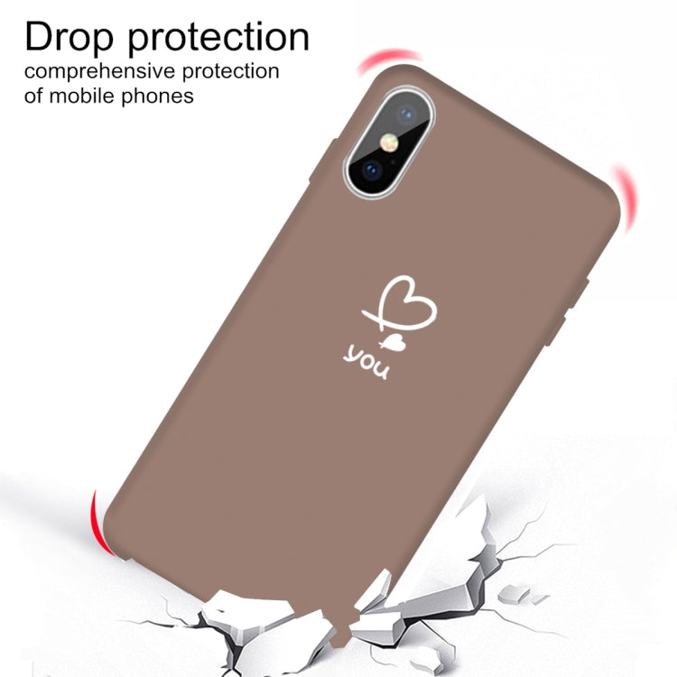 For iPhone XS Max Love-heart Letter Pattern Colorful Frosted TPU Phone Protective Case