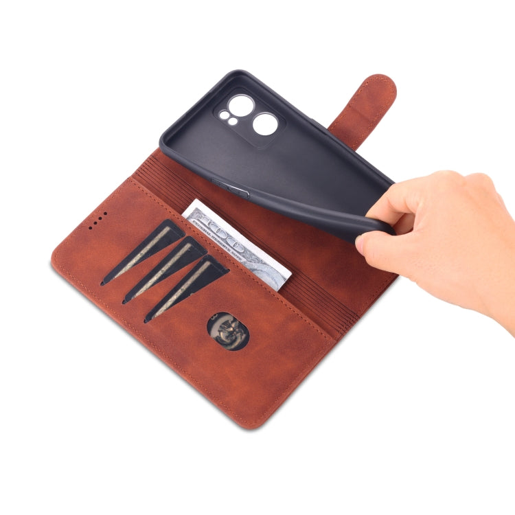 For OPPO Reno7 Global AZNS Skin Feel Calf Texture Flip Leather Phone Case