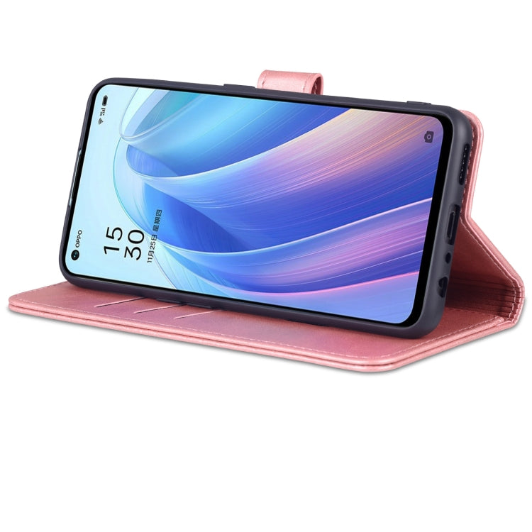 For OPPO Reno7 Global AZNS Skin Feel Calf Texture Flip Leather Phone Case