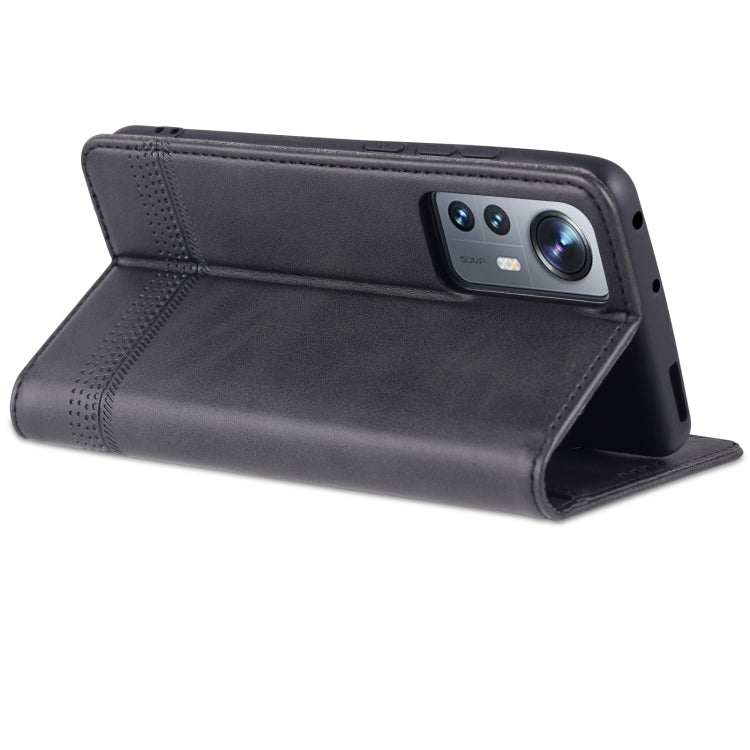 For Xiaomi 12 / 12X AZNS Magnetic Calf Texture Flip Leather Phone Case