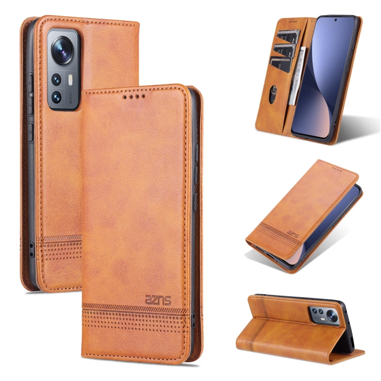 For Xiaomi 12 / 12X AZNS Magnetic Calf Texture Flip Leather Phone Case