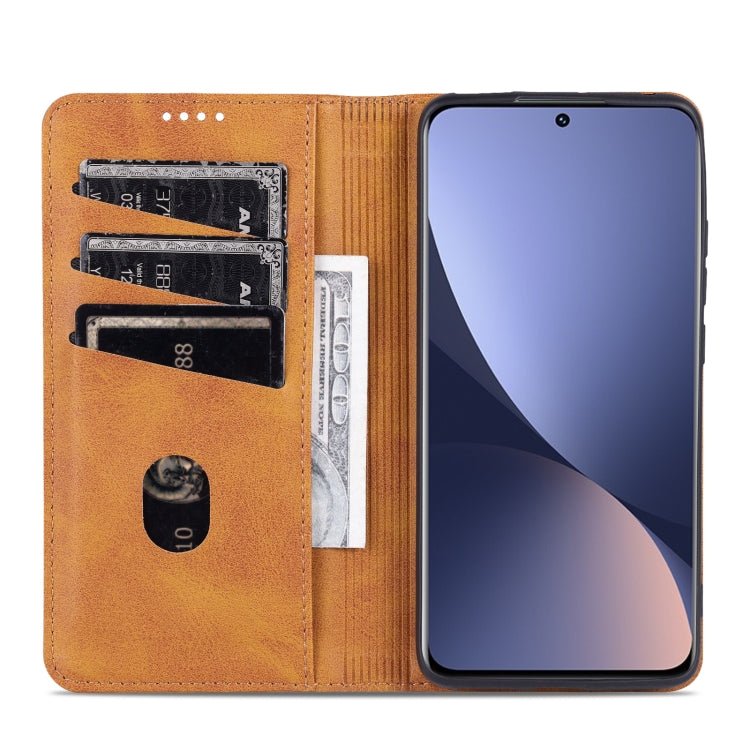 For Xiaomi 12 / 12X AZNS Magnetic Calf Texture Flip Leather Phone Case