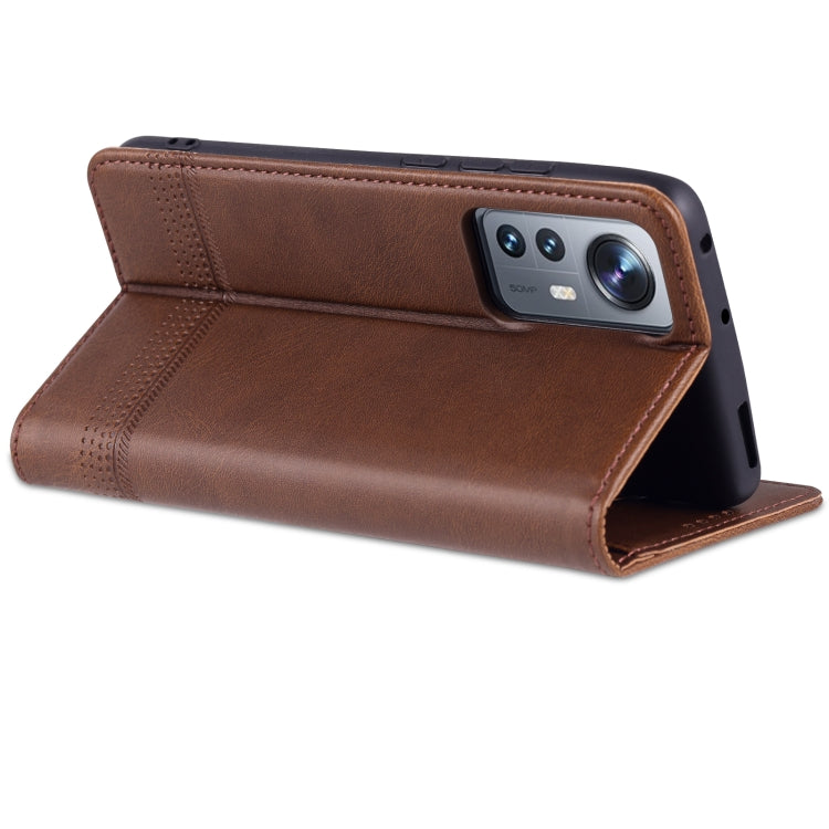 For Xiaomi 12 / 12X AZNS Magnetic Calf Texture Flip Leather Phone Case