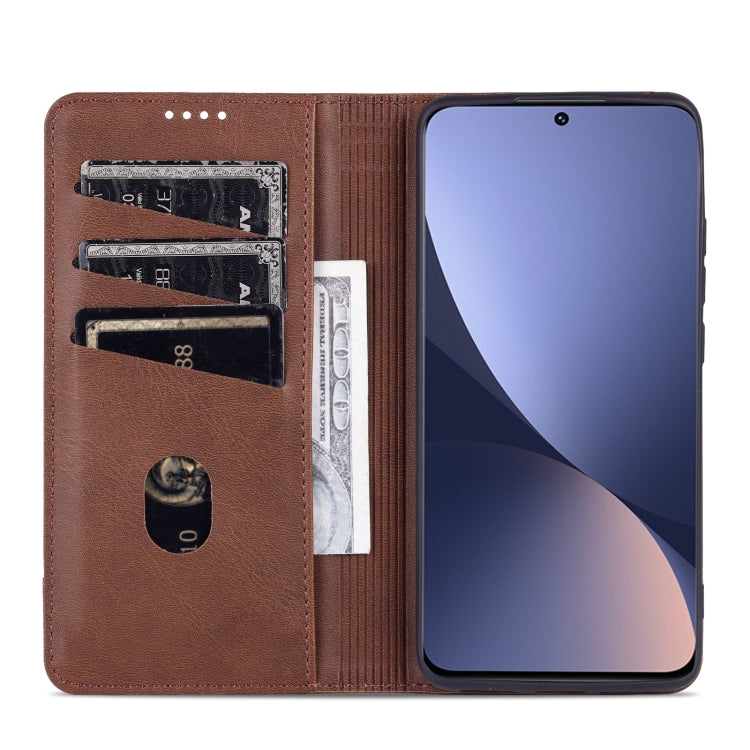 For Xiaomi 12 / 12X AZNS Magnetic Calf Texture Flip Leather Phone Case
