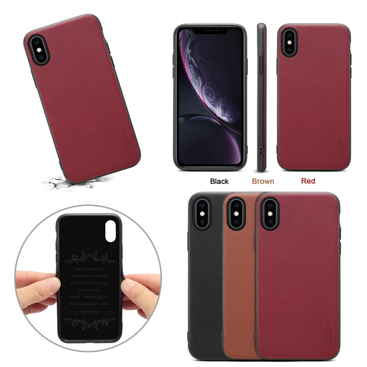 For iPhone X / XS Denior V7 Luxury Car Cowhide Leather Ultrathin Protective Case
