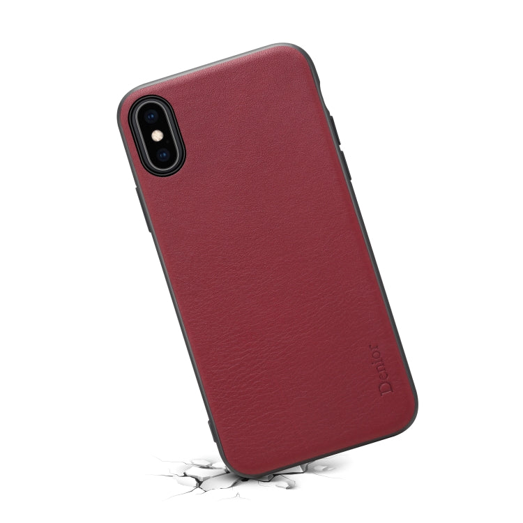 For iPhone X / XS Denior V7 Luxury Car Cowhide Leather Ultrathin Protective Case