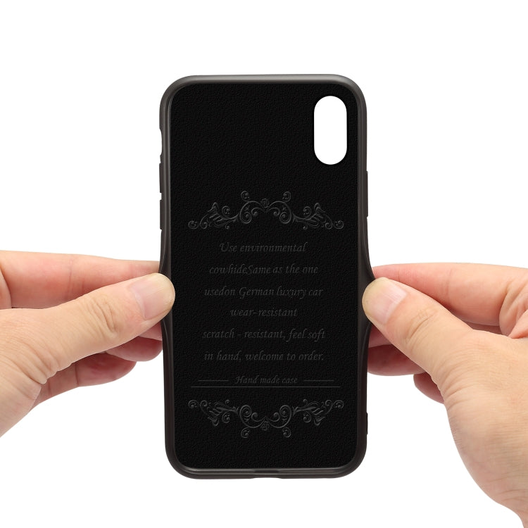 For iPhone X / XS Denior V7 Luxury Car Cowhide Leather Ultrathin Protective Case