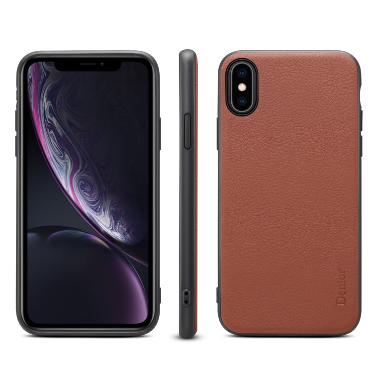 For iPhone X / XS Denior V7 Luxury Car Cowhide Leather Ultrathin Protective Case