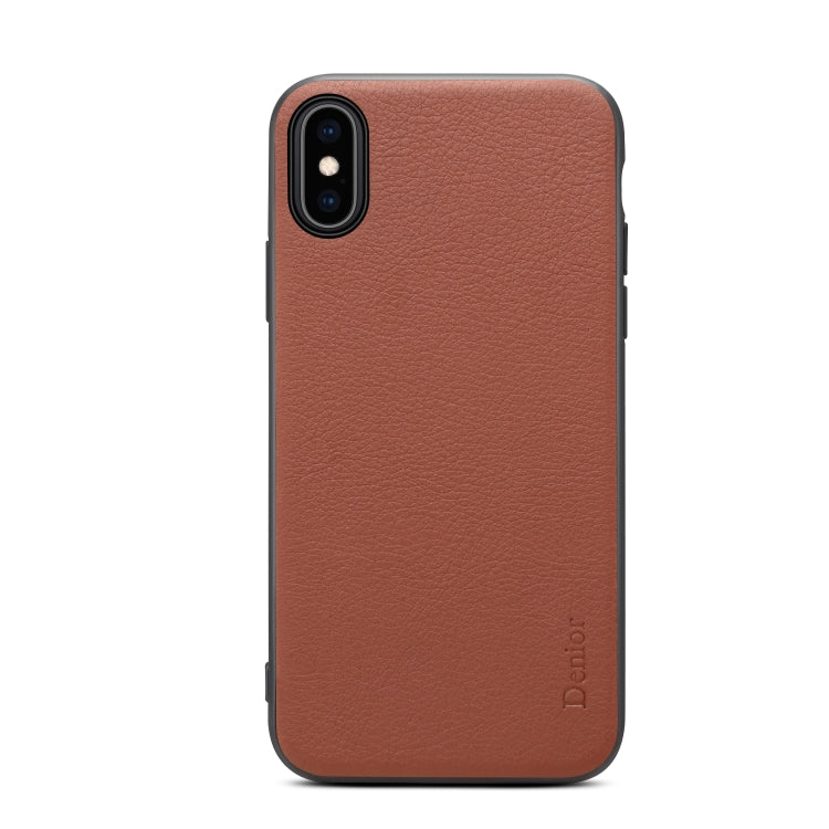 For iPhone X / XS Denior V7 Luxury Car Cowhide Leather Ultrathin Protective Case