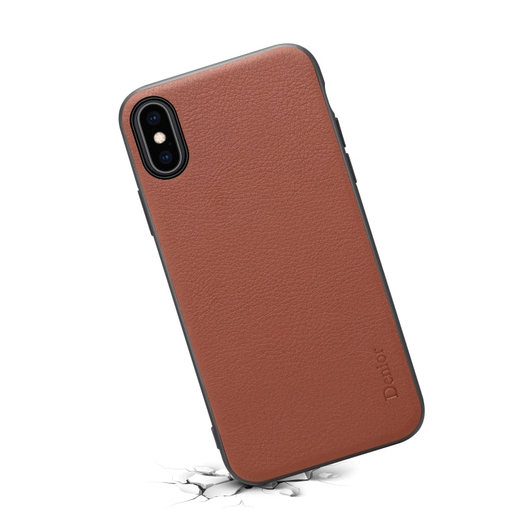 For iPhone X / XS Denior V7 Luxury Car Cowhide Leather Ultrathin Protective Case