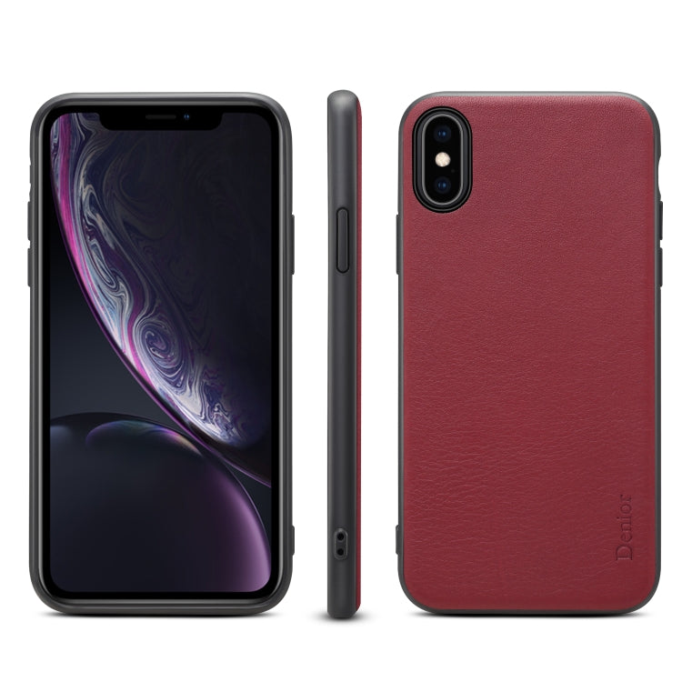 For iPhone XR Denior V7 Luxury Car Cowhide Leather Ultrathin Protective Case