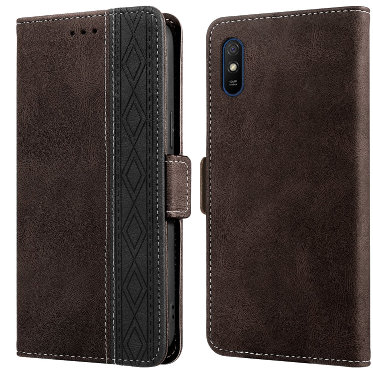 For Xiaomi Redmi 9A Stitching Side-Magnetic RFID Leather Phone Case