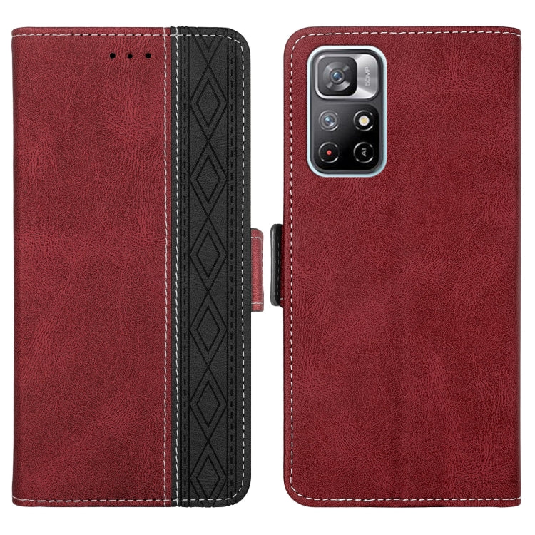 For Xiaomi Redmi Note 11 Stitching Side-Magnetic RFID Leather Phone Case